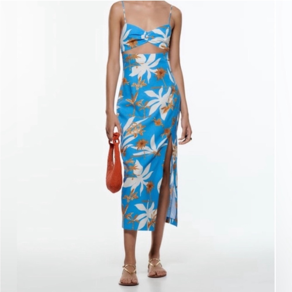 ZARA LINEN LONG DRESS M